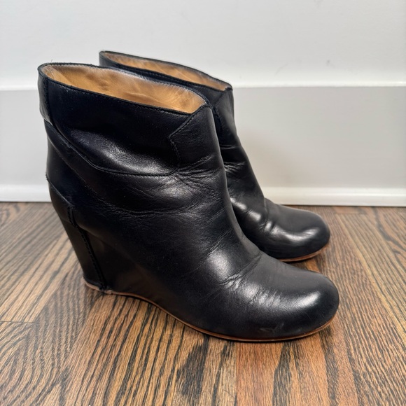 MM6 Maison Margiela Black Leather Hidden Wedge Ankle Boots size 37 - Picture 1 of 7